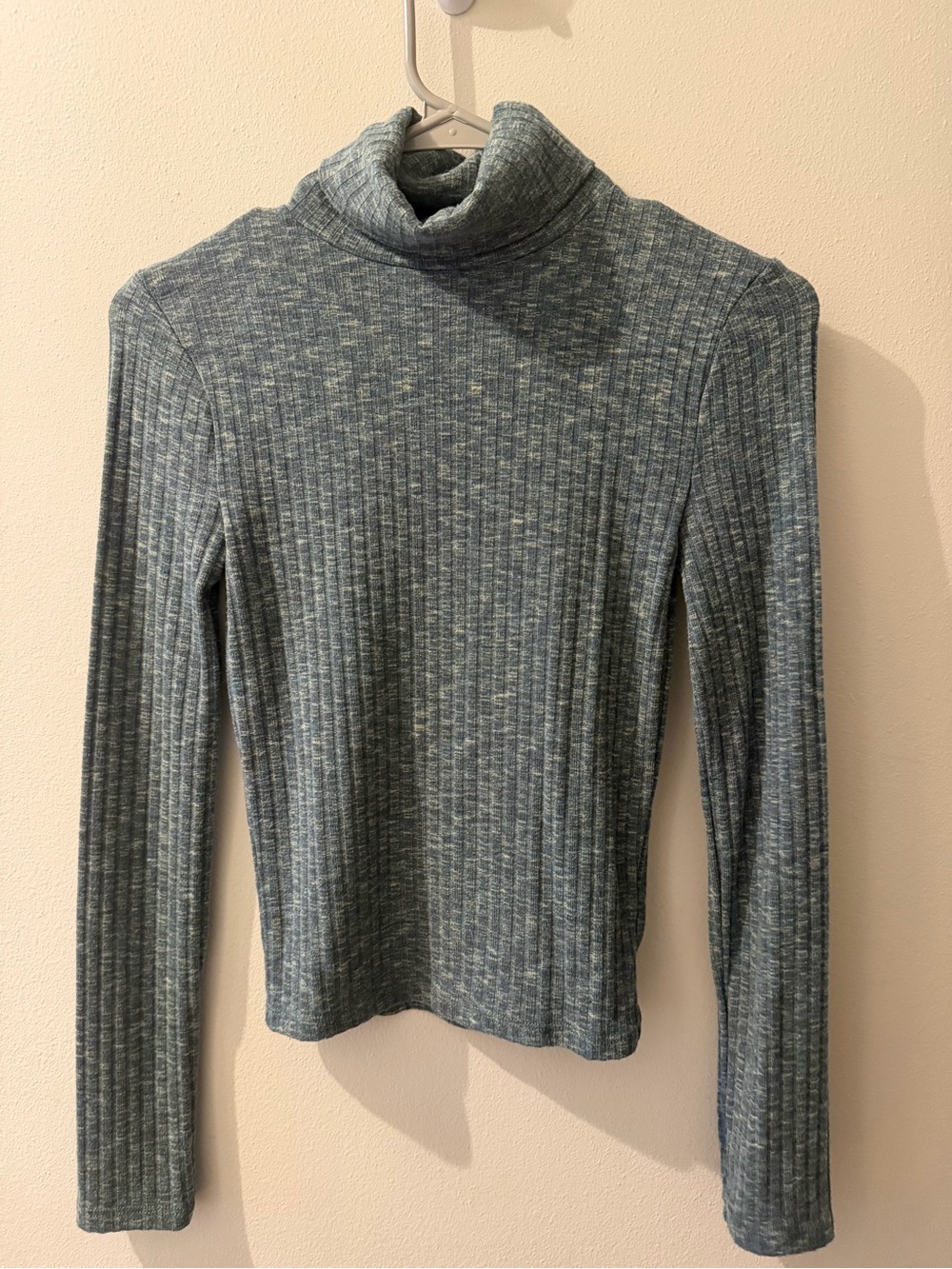 Madewell XS Ribbed Turtleneck Long-Sleeve Sweater - Heather Teal